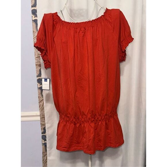 NEW WITH TAGS Croft & Barrow Short Sleeve Blouse Stretch drawstring waist design - Picture 5 of 6